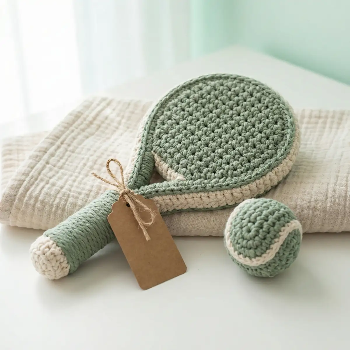 Handmade crochet padel racket set