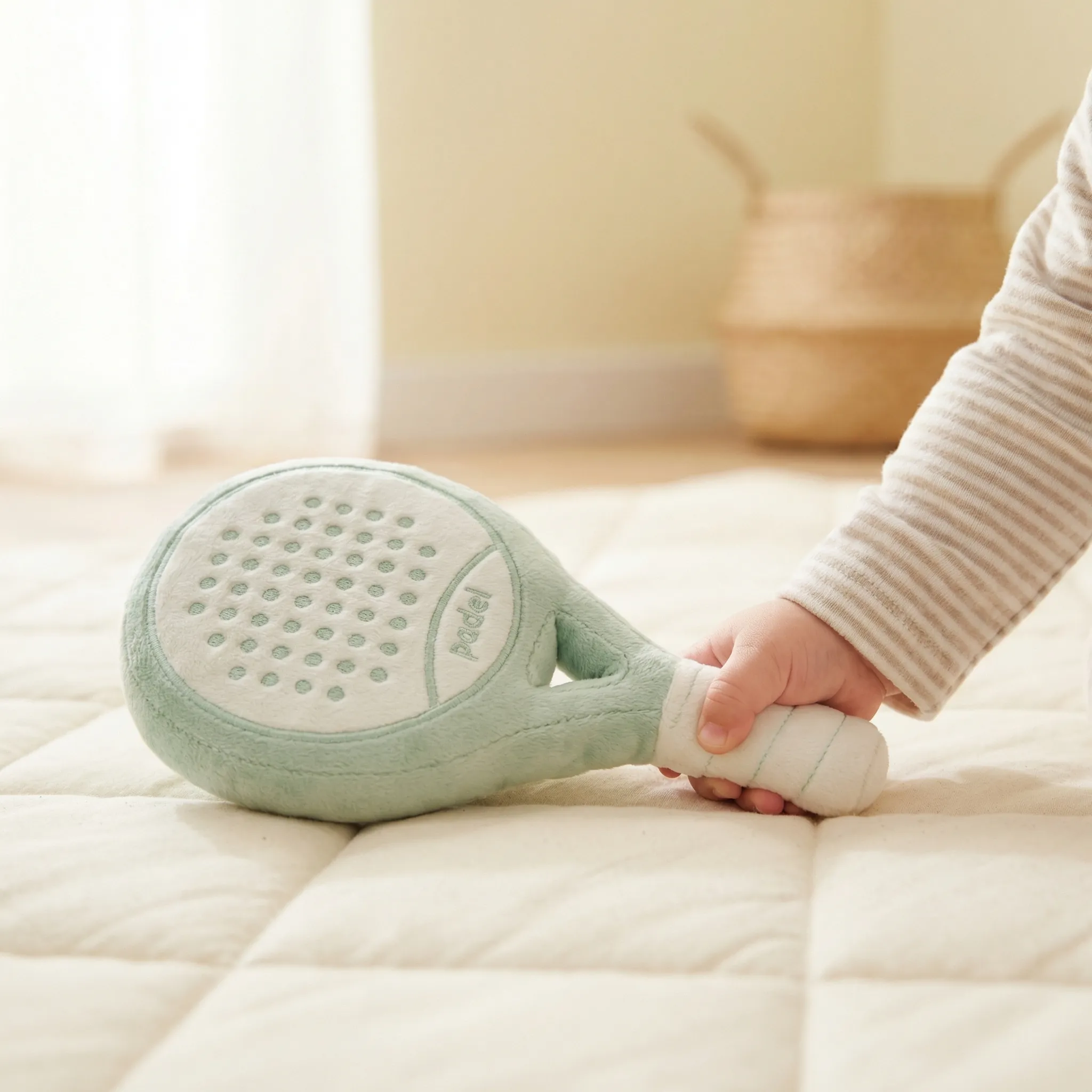 Soft plush baby racket sensory toy